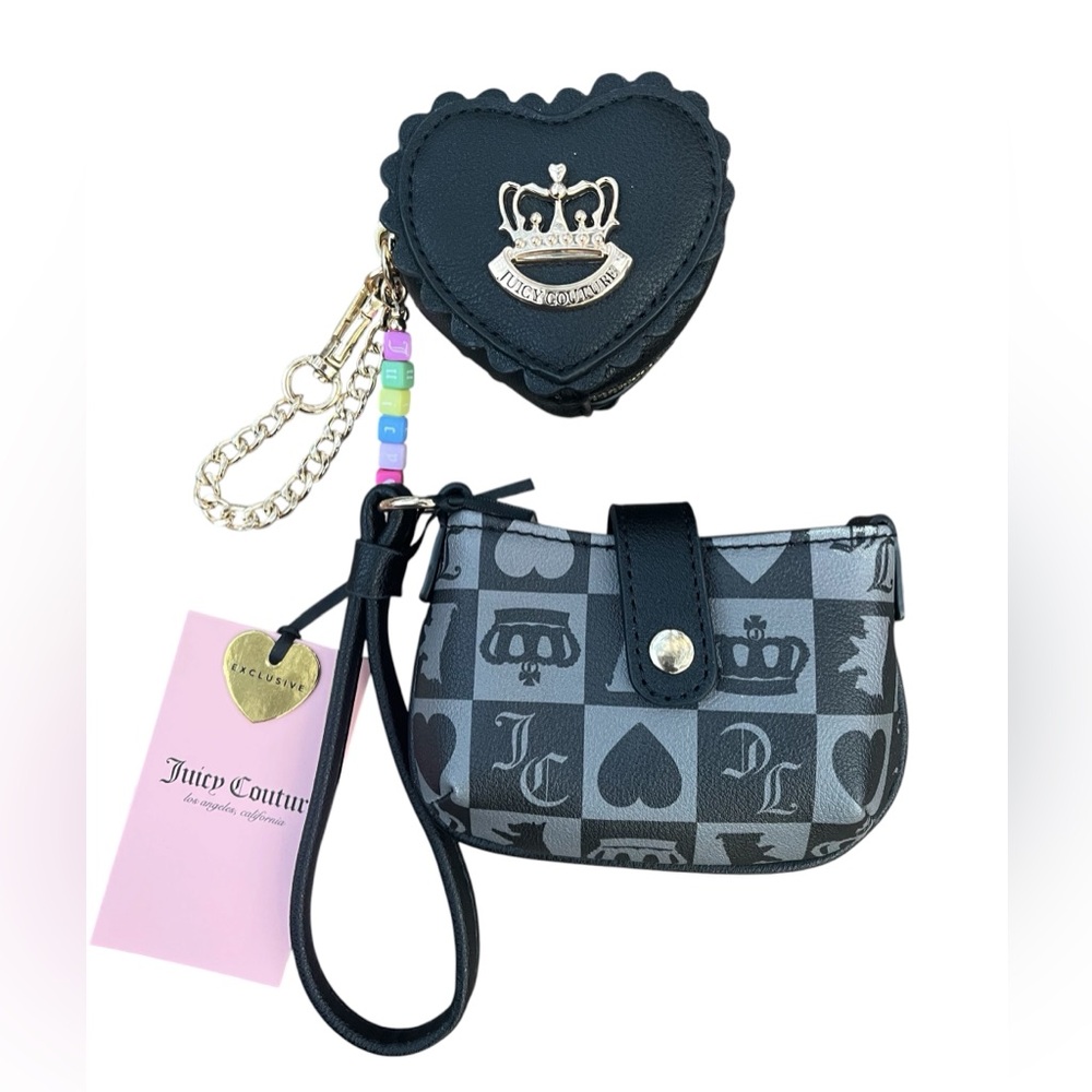 Juicy Couture State Of My Heart card case key fob & a heart-shaped bag charm.